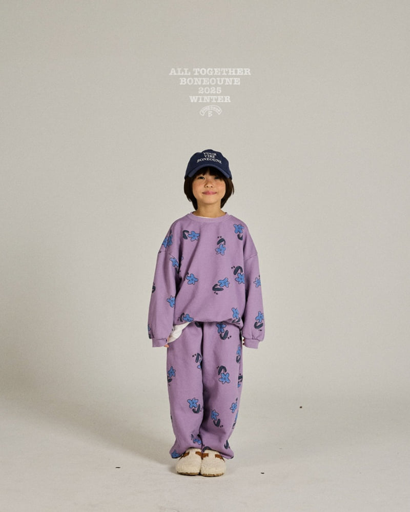 Boneoune - Korean Children Fashion - #prettylittlegirls - Blue Flower Pig Sweatshirt - 3