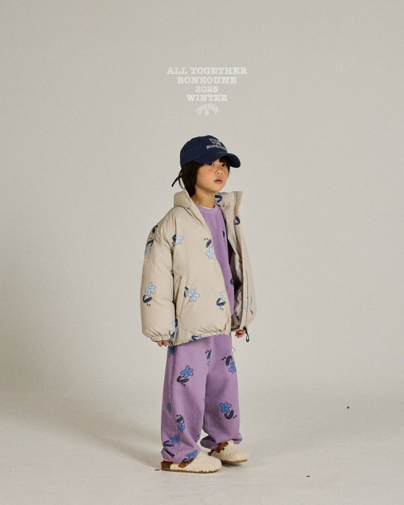 Boneoune - Korean Children Fashion - #prettylittlegirls - Blue Flower Duck Down Jacket (Kids) - 2
