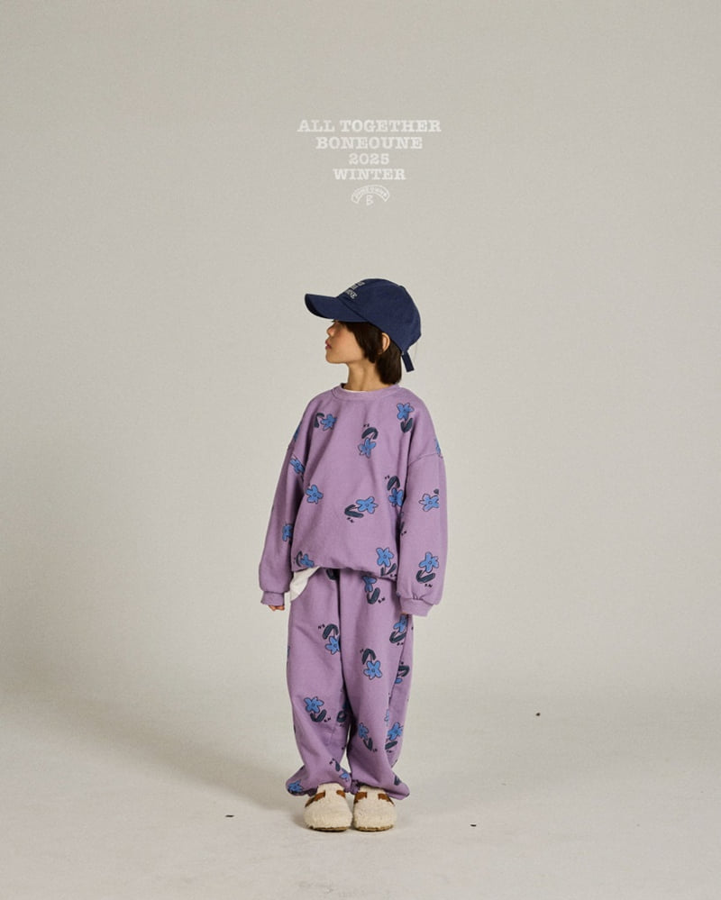 Boneoune - Korean Children Fashion - #stylishchildhood - Blue Flower Pig Sweatshirt - 6