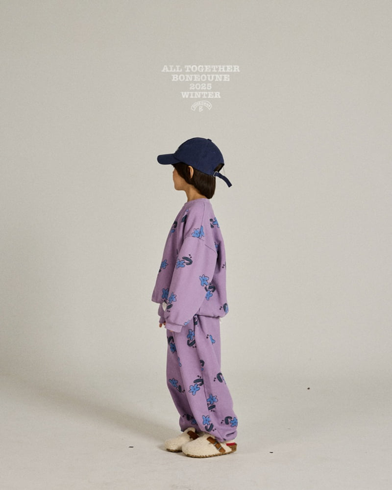 Boneoune - Korean Children Fashion - #prettylittlegirls - Blue Flower Pig Sweatshirt - 4