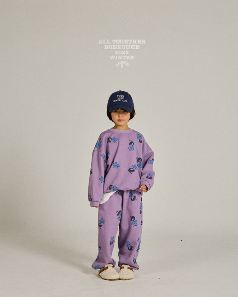 Boneoune - Korean Children Fashion - #toddlerclothing - Blue Flower Pig Sweatshirt - 5
