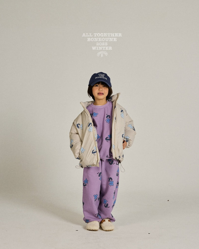 Boneoune - Korean Children Fashion - #todddlerfashion - Blue Flower Duck Down Jacket (Kids) - 4