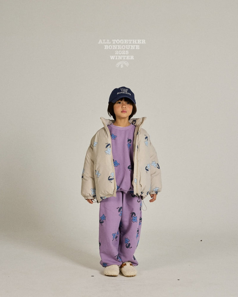Boneoune - Korean Children Fashion - #toddlerclothing - Blue Flower Duck Down Jacket (Junior) - 3