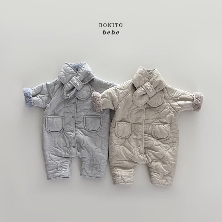 Bonito - Korean Baby Fashion - #babyboutique - Bebe Quilted Scarf Suit Set