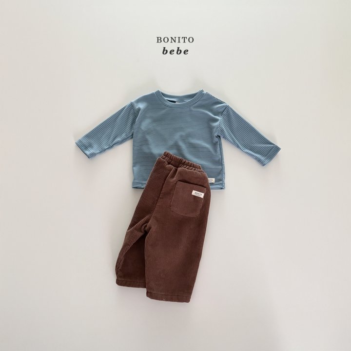Bonito - Korean Baby Fashion - #babyboutique - Bebe Basic Fleece Stripe Tee - 12