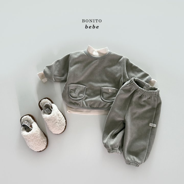 Bonito - Korean Baby Fashion - #babyboutique - Bebe Mock Neck Tee Set - 11
