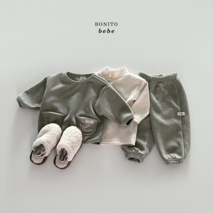 Bonito - Korean Baby Fashion - #babyboutique - Bebe Mock Neck Tee Set - 12