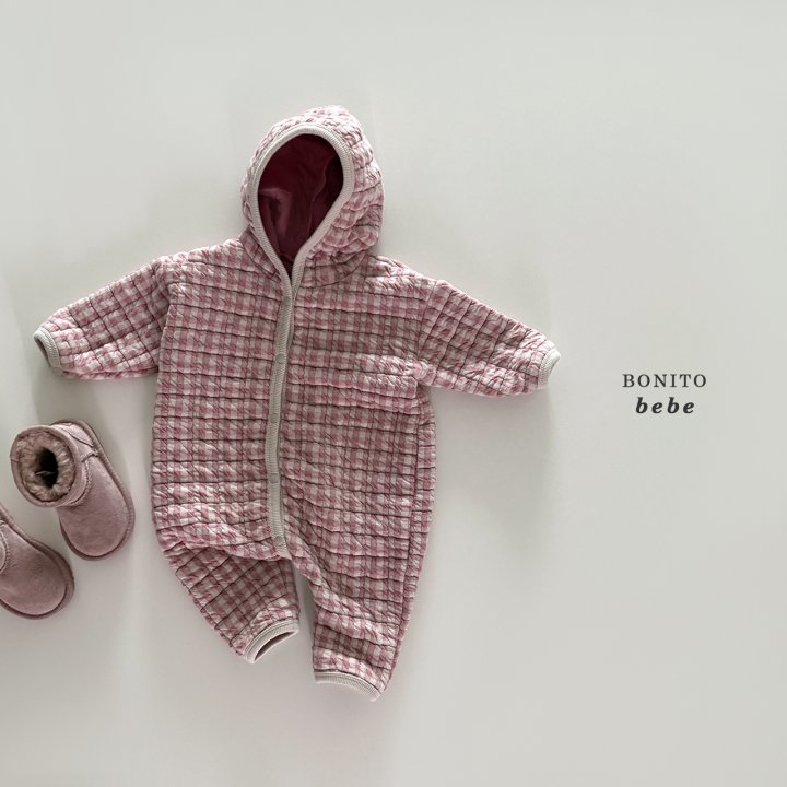 Bonito - Korean Baby Fashion - #babyboutique - Bebe Quilted Check Hood Suit - 9