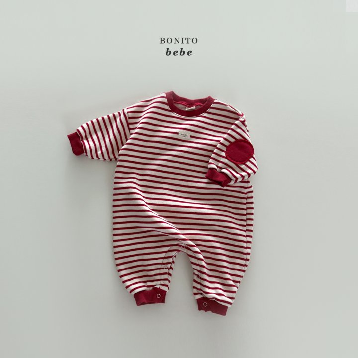 Bonito - Korean Baby Fashion - #onlinebabyshop - Bebe Stripe Round Stitch Suit - 4
