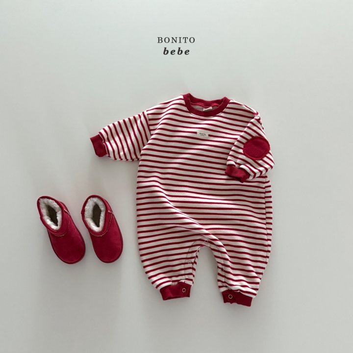 Bonito - Korean Baby Fashion - #babyboutique - Bebe Stripe Round Stitch Suit - 5