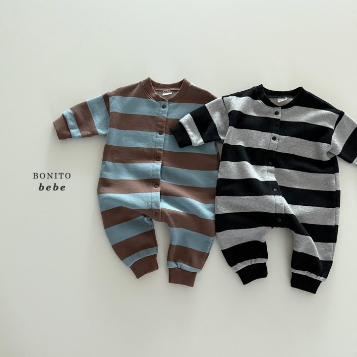 Bonito - Korean Baby Fashion - #babyboutique - Bebe Big Stripe Suit - 2