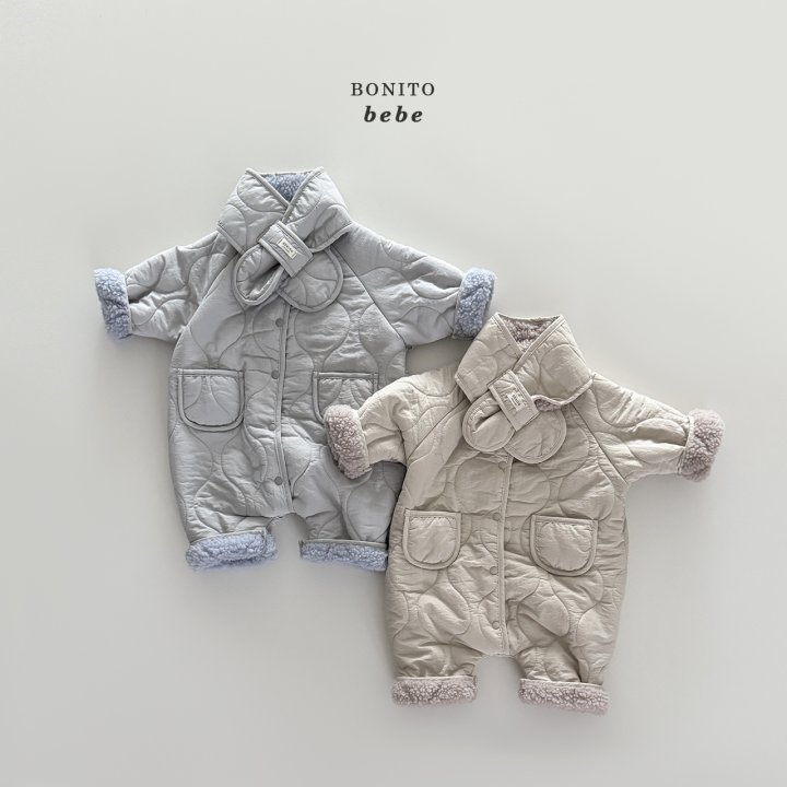 Bonito - Korean Baby Fashion - #babyboutiqueclothing - Bebe Quilted Scarf Suit Set - 2