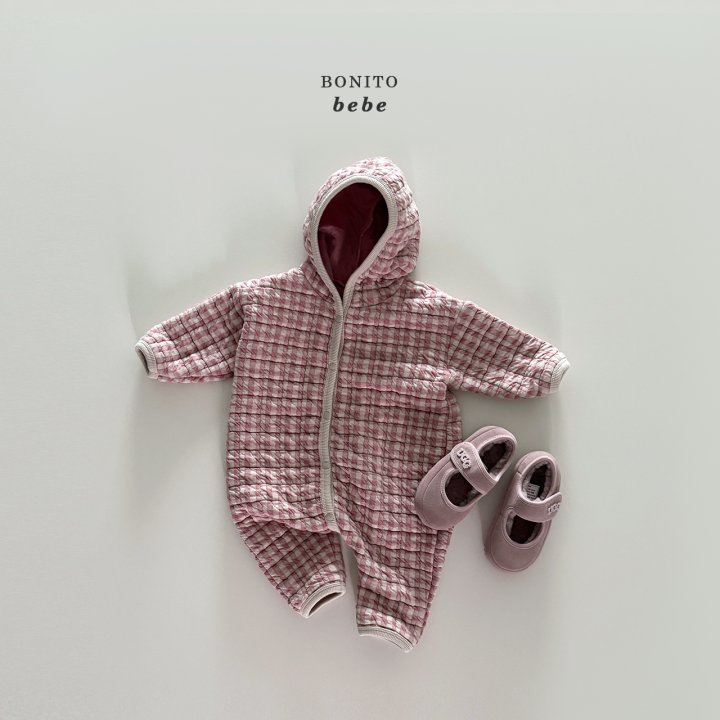 Bonito - Korean Baby Fashion - #babyboutiqueclothing - Bebe Quilted Check Hood Suit - 10