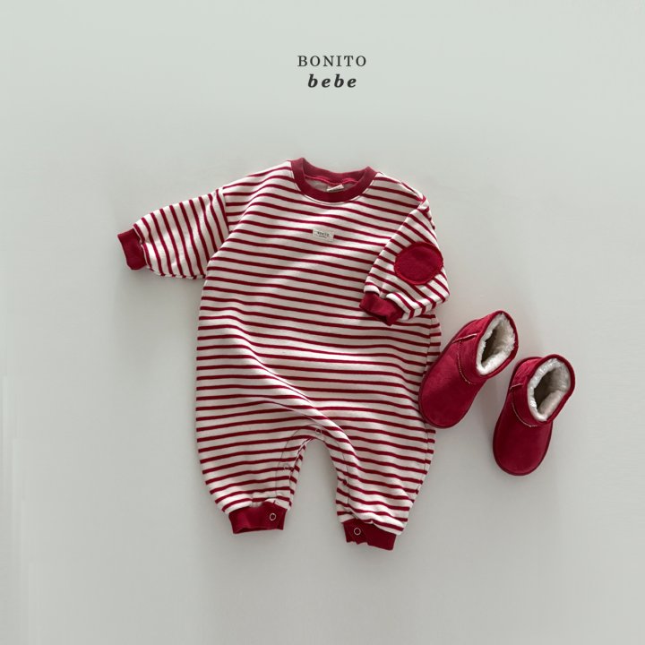 Bonito - Korean Baby Fashion - #babyboutiqueclothing - Bebe Stripe Round Stitch Suit - 6