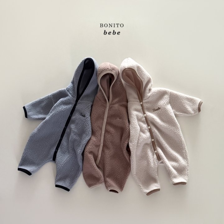 Bonito - Korean Baby Fashion - #babyboutiqueclothing - Bebe Fleece Ribbed Hood Suit