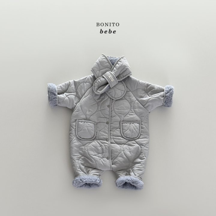 Bonito - Korean Baby Fashion - #babyclothing - Bebe Quilted Scarf Suit Set - 3