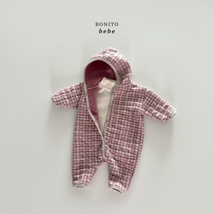 Bonito - Korean Baby Fashion - #babyclothing - Bebe Quilted Check Hood Suit - 11