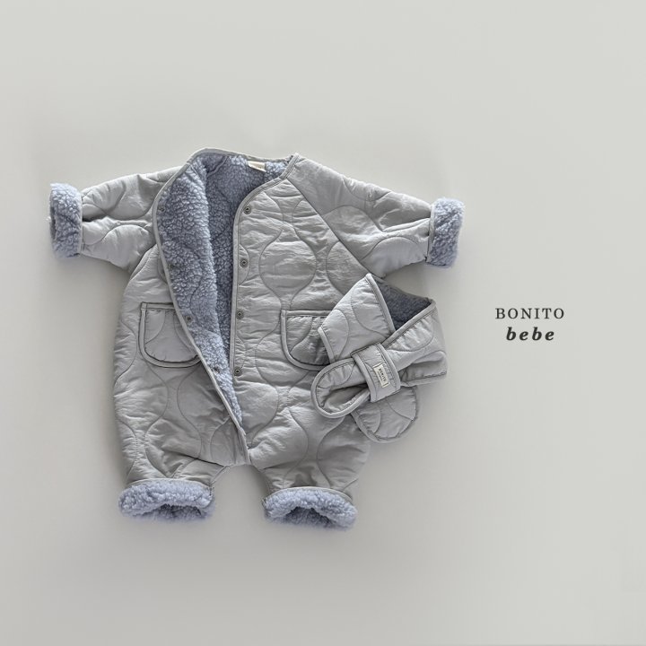 Bonito - Korean Baby Fashion - #babyclothing - Bebe Quilted Scarf Suit Set - 4