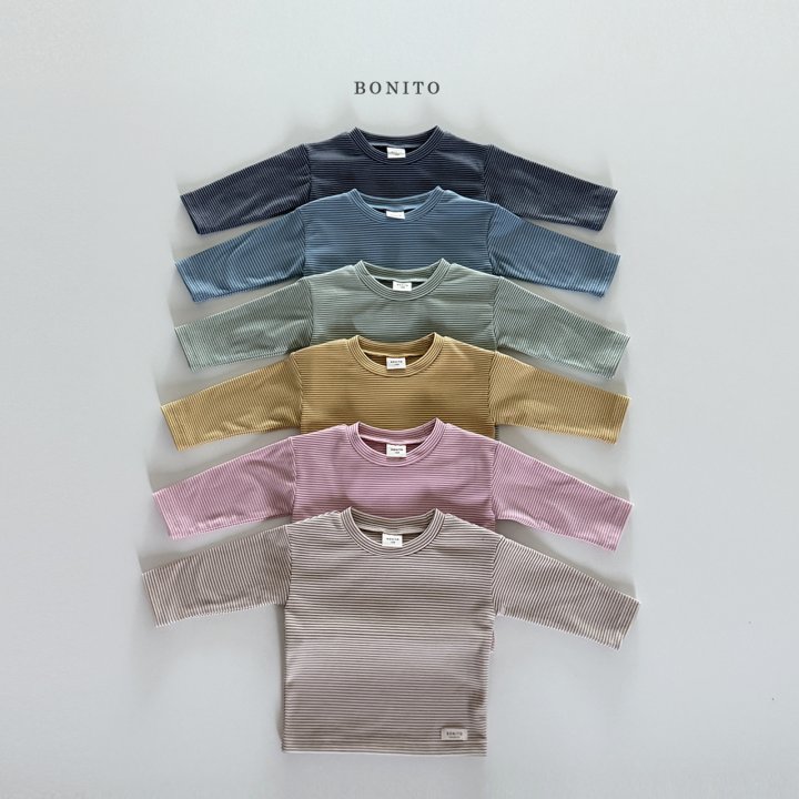 Bonito - Korean Baby Fashion - #babyfashion - Bebe Basic Fleece Stripe Tee