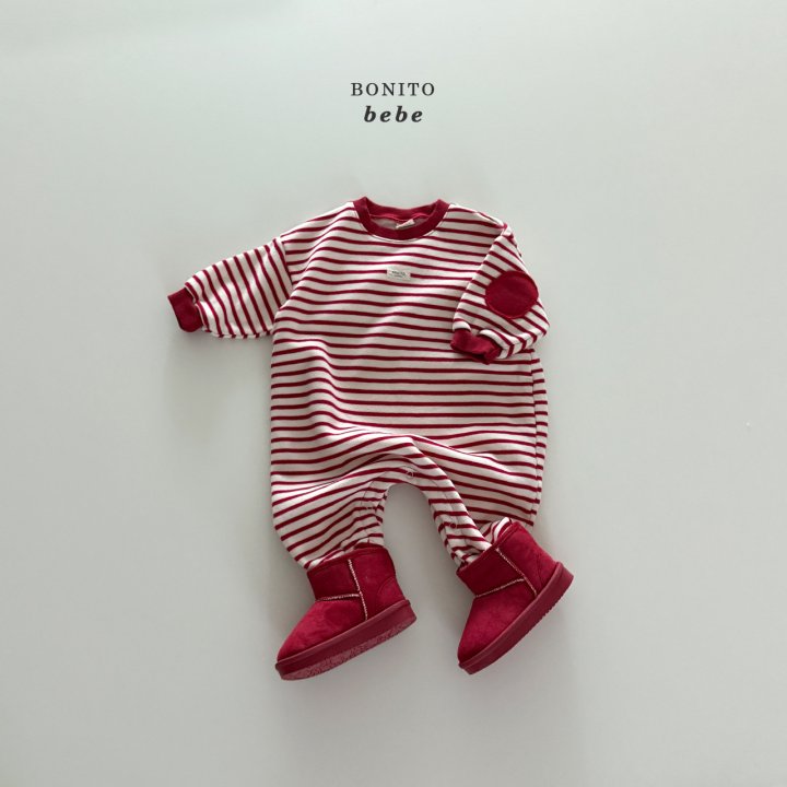 Bonito - Korean Baby Fashion - #babyfashion - Bebe Stripe Round Stitch Suit - 8