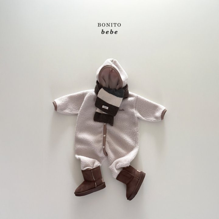 Bonito - Korean Baby Fashion - #babyfashion - Bebe Fleece Ribbed Hood Suit - 3