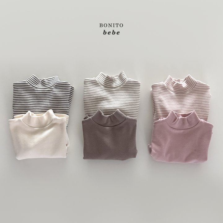 Bonito - Korean Baby Fashion - #babyfever - Bebe Mock Neck Tee Set