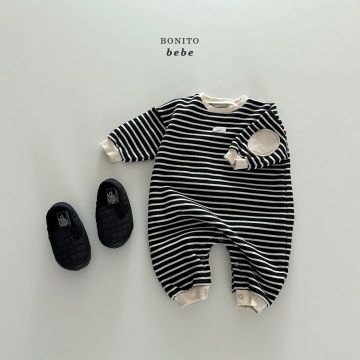 Bonito - Korean Baby Fashion - #babyfever - Bebe Stripe Round Stitch Suit - 9