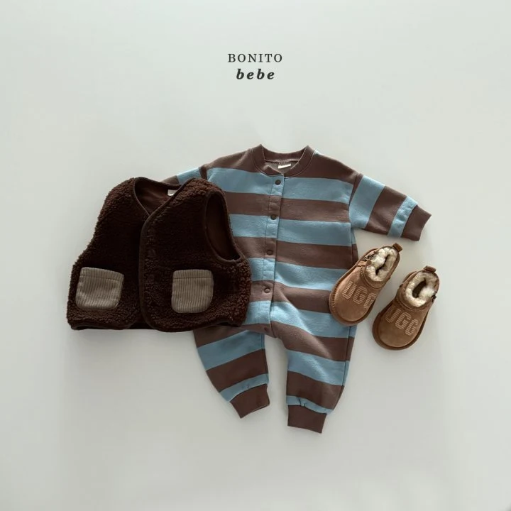 Bonito - Korean Baby Fashion - #babyfever - Bebe Big Stripe Suit - 7