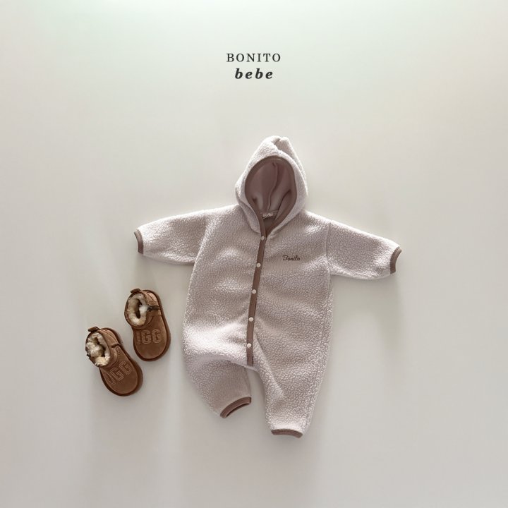Bonito - Korean Baby Fashion - #babyfashion - Bebe Fleece Ribbed Hood Suit - 4