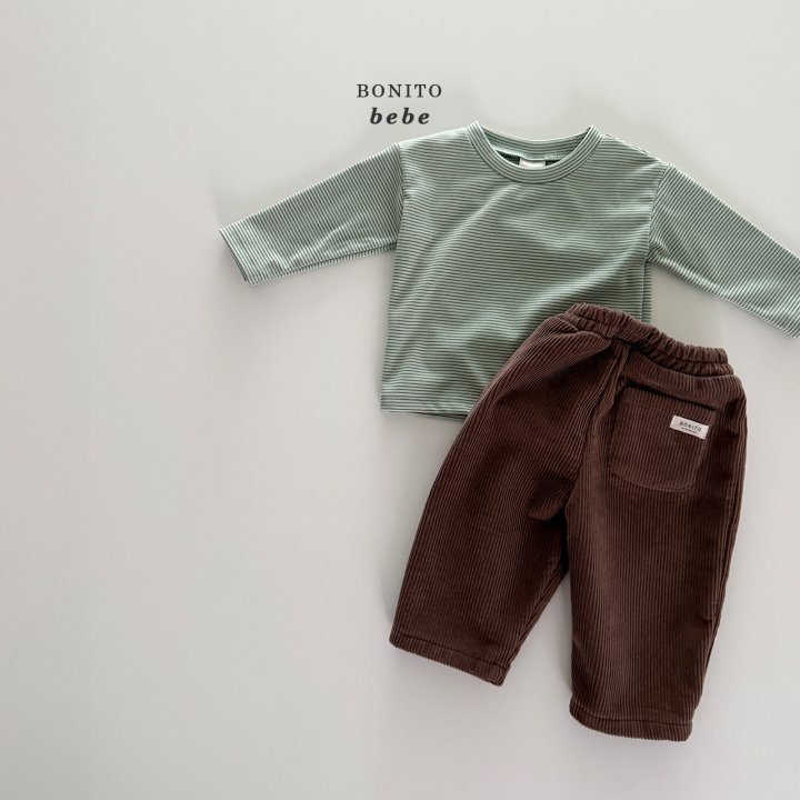 Bonito - Korean Baby Fashion - #babygirlfashion - Bebe Basic Fleece Stripe Tee - 3