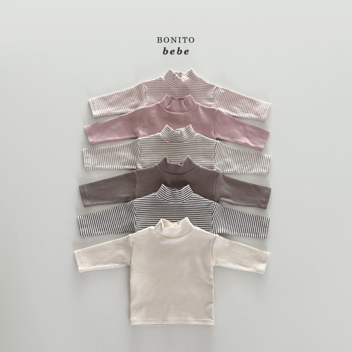 Bonito - Korean Baby Fashion - #babygirlfashion - Bebe Mock Neck Tee Set - 2