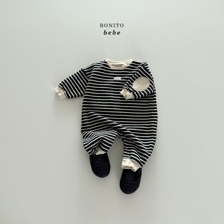 Bonito - Korean Baby Fashion - #babygirlfashion - Bebe Stripe Round Stitch Suit - 10