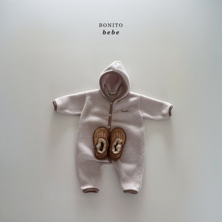 Bonito - Korean Baby Fashion - #babylifestyle - Bebe Fleece Ribbed Hood Suit - 6