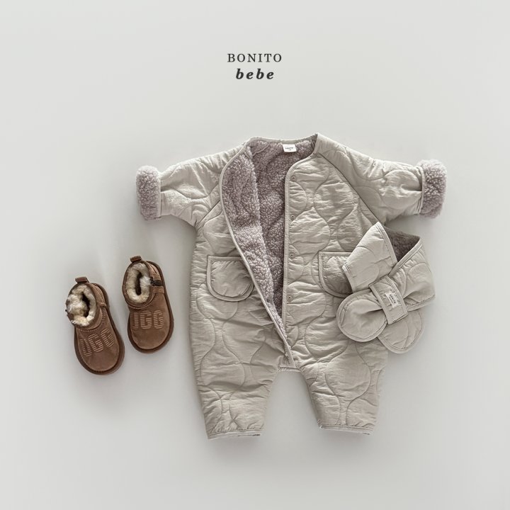 Bonito - Korean Baby Fashion - #babyoninstagram - Bebe Quilted Scarf Suit Set - 8