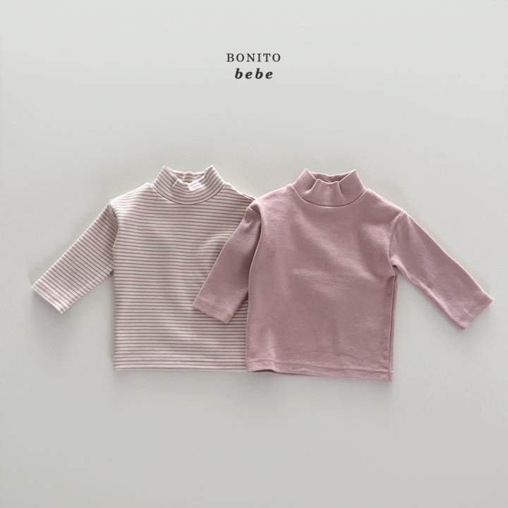 Bonito - Korean Baby Fashion - #babylifestyle - Bebe Mock Neck Tee Set - 4