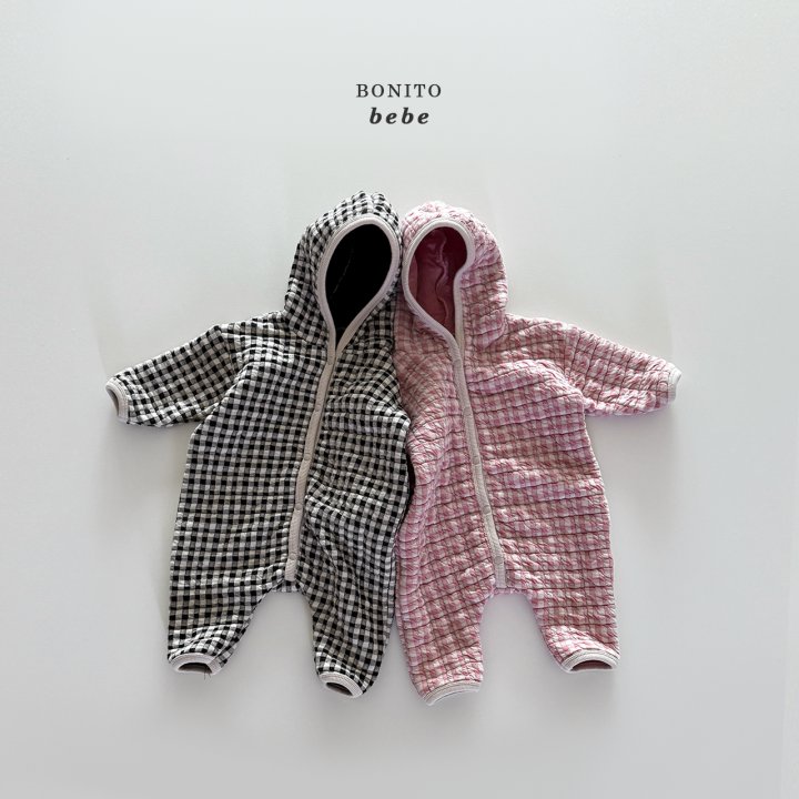 Bonito - Korean Baby Fashion - #babyoninstagram - Bebe Quilted Check Hood Suit