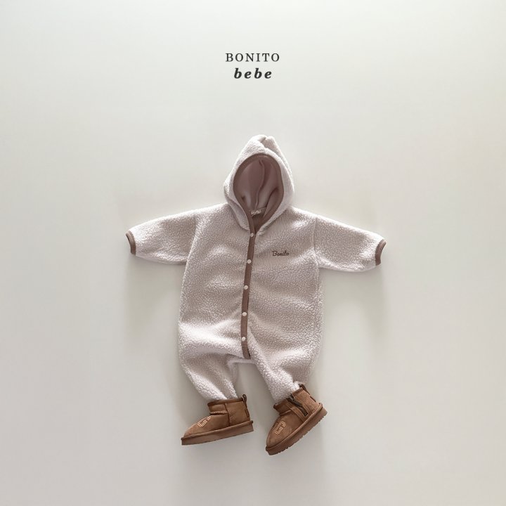 Bonito - Korean Baby Fashion - #babyoninstagram - Bebe Fleece Ribbed Hood Suit - 7