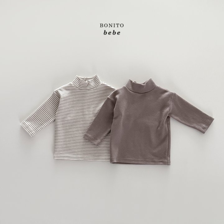 Bonito - Korean Baby Fashion - #babyootd - Bebe Mock Neck Tee Set - 5