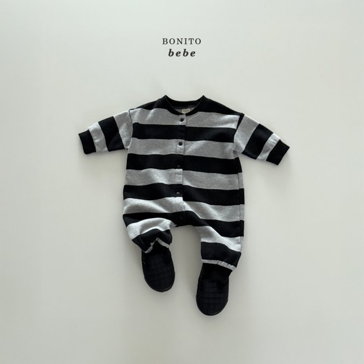 Bonito - Korean Baby Fashion - #babyootd - Bebe Big Stripe Suit - 11