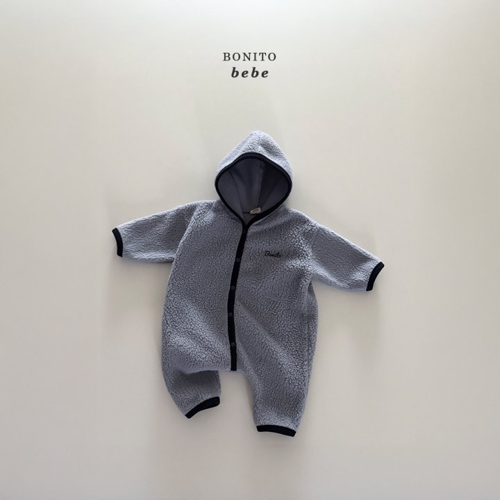 Bonito - Korean Baby Fashion - #babyootd - Bebe Fleece Ribbed Hood Suit - 8