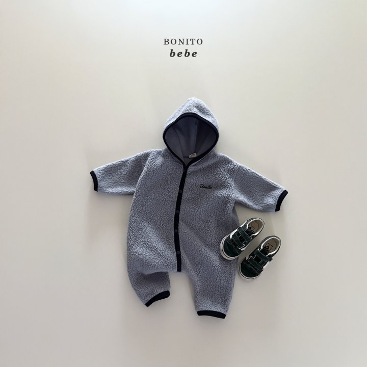 Bonito - Korean Baby Fashion - #babyoutfit - Bebe Fleece Ribbed Hood Suit - 9