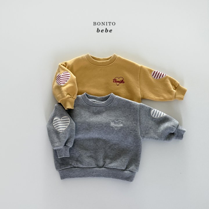 Bonito - Korean Baby Fashion - #babyoutfit - Bebe Heart Round Stitch Sweatshirt