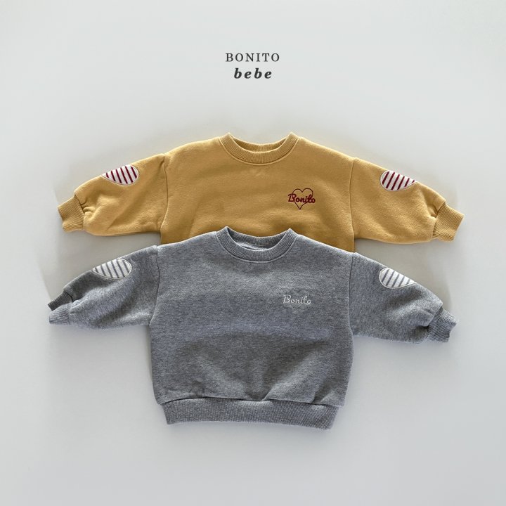 Bonito - Korean Baby Fashion - #babyoutfit - Bebe Heart Round Stitch Sweatshirt - 2