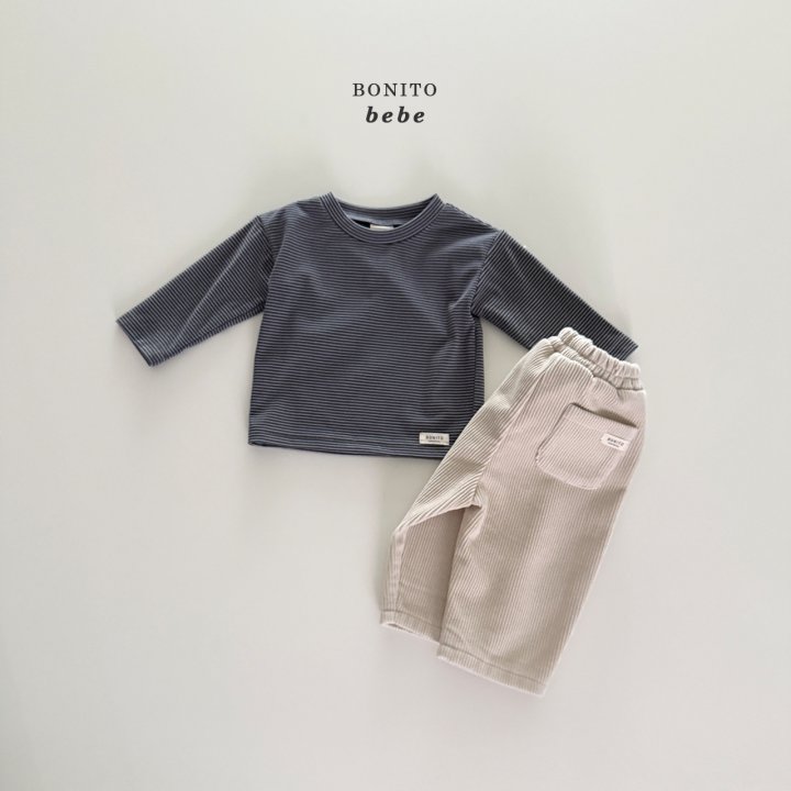 Bonito - Korean Baby Fashion - #onlinebabyboutique - Bebe Basic Fleece Stripe Tee - 10