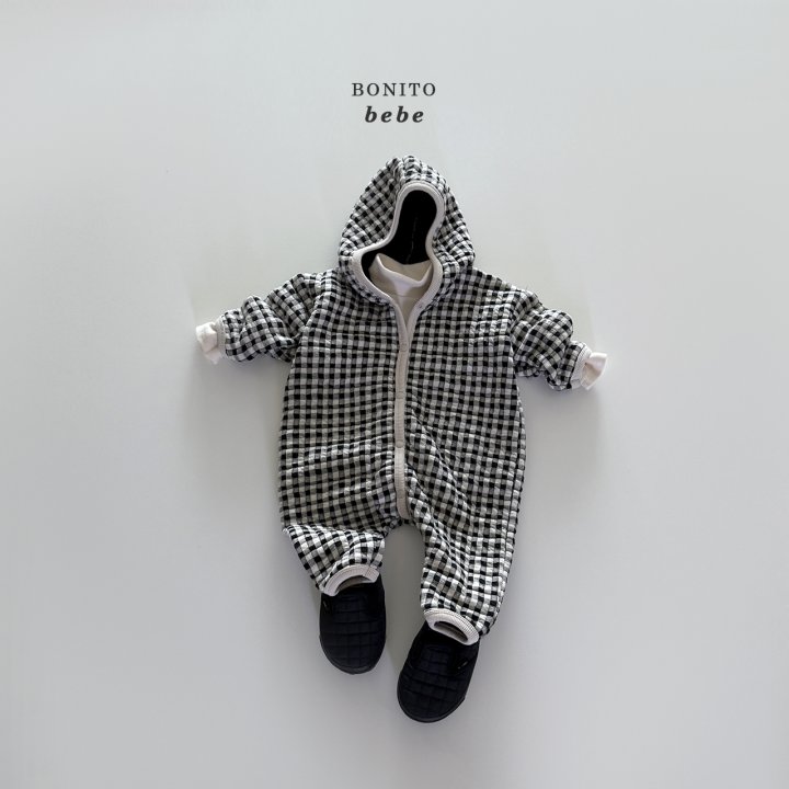 Bonito - Korean Baby Fashion - #onlinebabyboutique - Bebe Quilted Check Hood Suit - 6