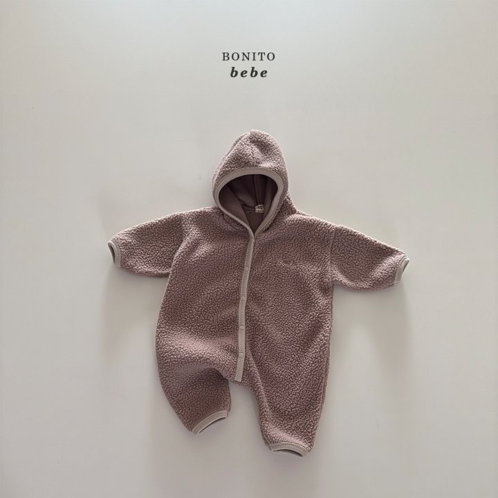 Bonito - Korean Baby Fashion - #onlinebabyboutique - Bebe Fleece Ribbed Hood Suit - 12