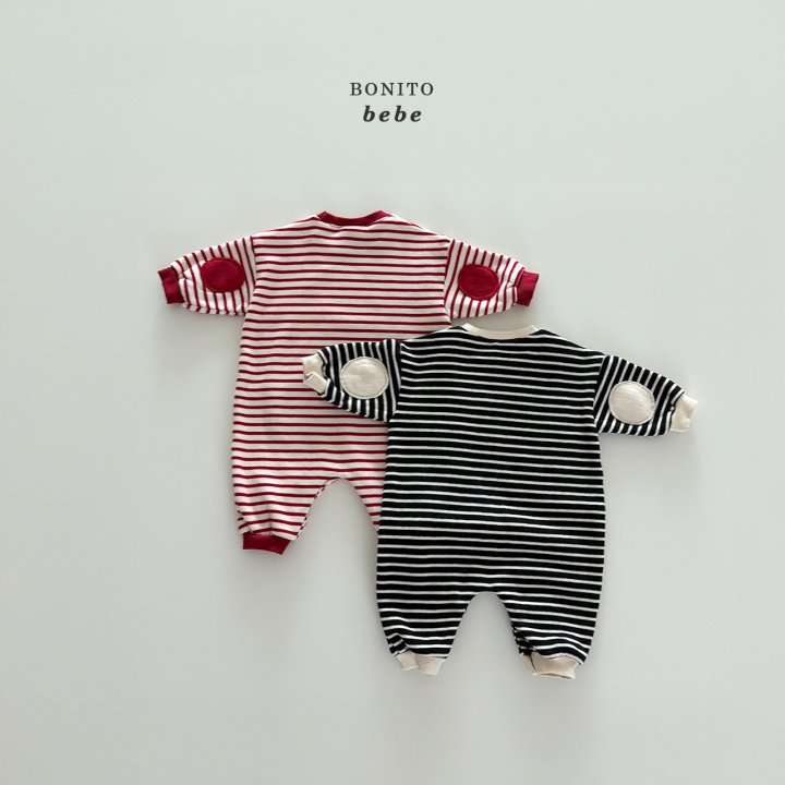 Bonito - Korean Baby Fashion - #onlinebabyshop - Bebe Stripe Round Stitch Suit - 3