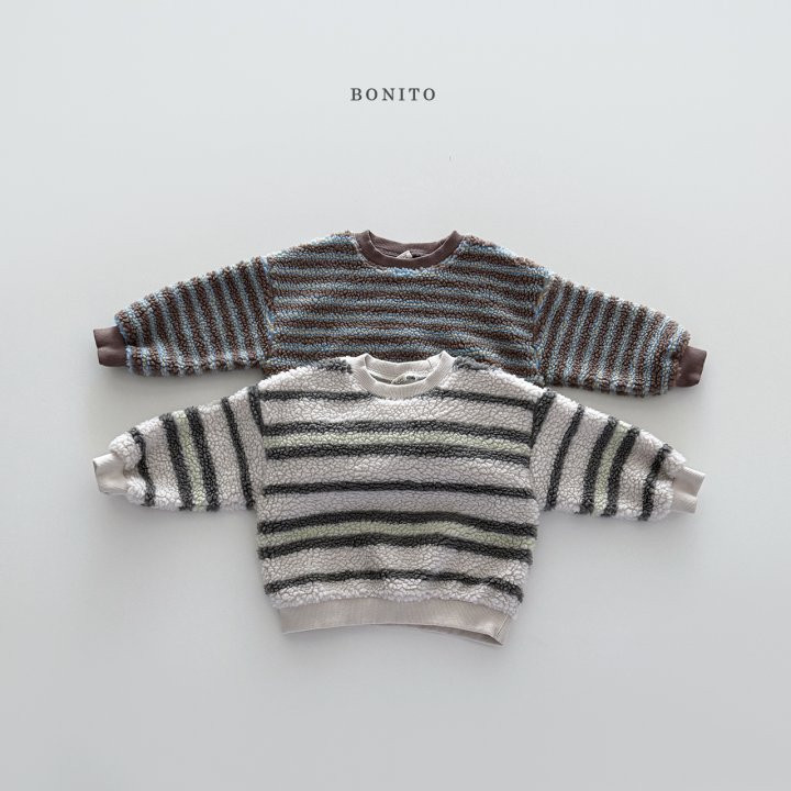 Bonito - Korean Children Fashion - #Kfashion4kids - Irregular Stripe Fleece Sweatshirt
