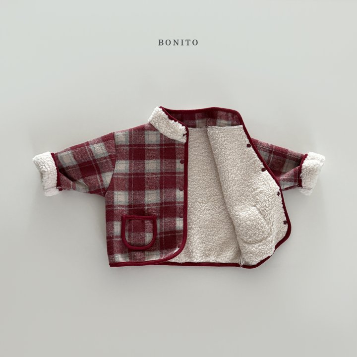 Bonito - Korean Children Fashion - #prettylittlegirls - Check Collar Fleece Jacket (Junior) - 4