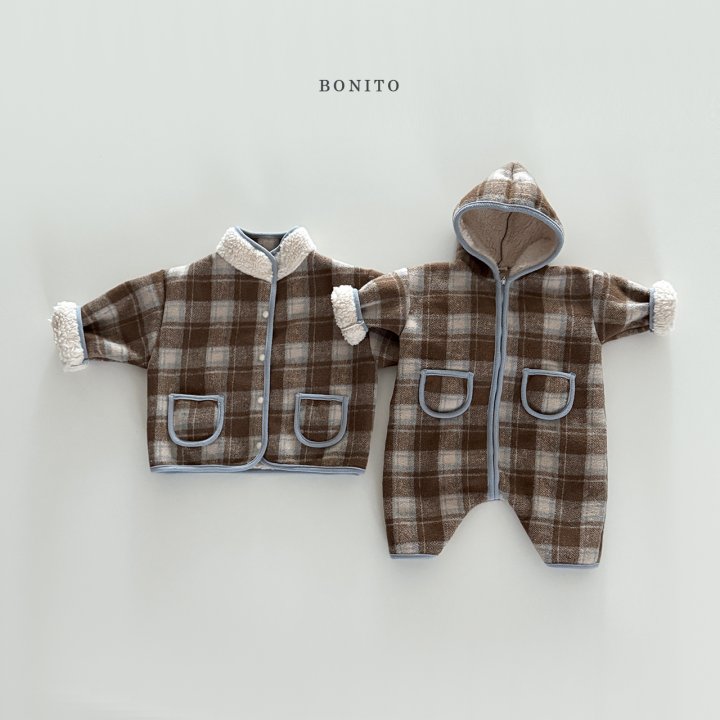 Bonito - Korean Children Fashion - #childrensboutique - Check Collar Fleece Jacket (Junior) - 6